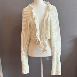 Forever 21 | Women’s Cream Fringed Open Cardigan | Size Large